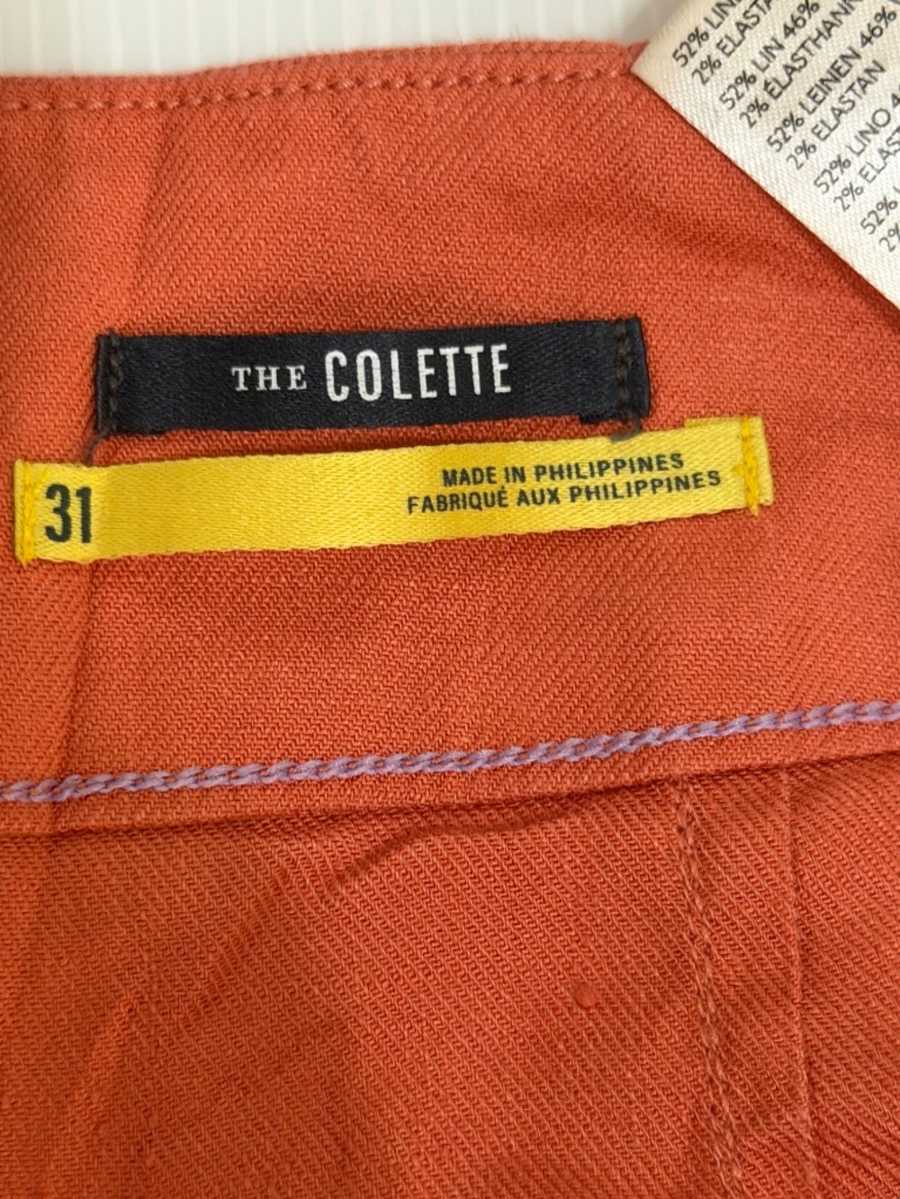 Anthropologie Maeve The Colette Crop Wide Leg Linen Blend Pants Orange Size 31 - Picture 4 of 12